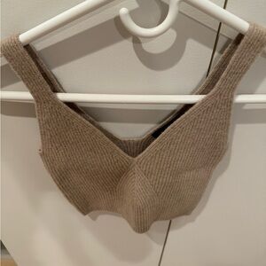 J. Crew vneck cashmere bralette tan. Size XS never worn